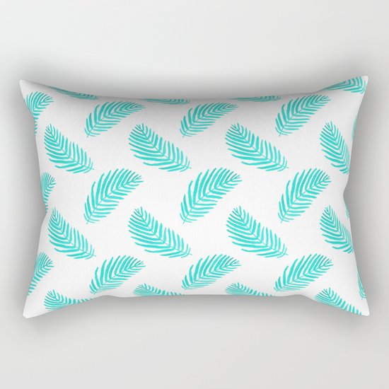 Palm Frond tropical summer watercolor painting leaf pattern house plants palm nature illustration Rectangular Pillow