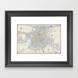 New Orleans Vintage Map Framed Art Print