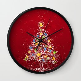 Christmas tree Wall Clock | Holiday, Festive, Christmas, Illustration, Winter, Pattern, Gift, Nature, Green, Graphicdesign 