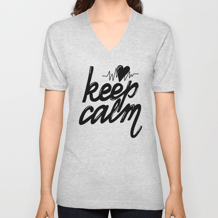 Keep Calm hand lettering V Neck T Shirt
