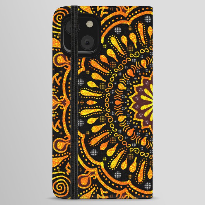 Golden Pearls Bohemian Mandala iPhone Wallet Case