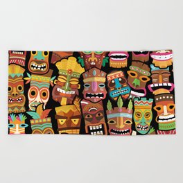 Tiki Pattern Beach Towel