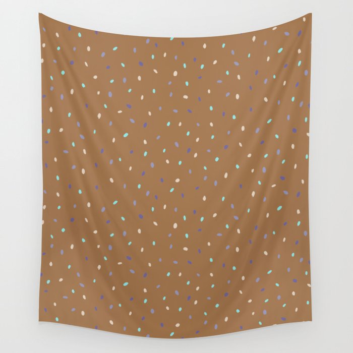 speckles aqua blue brown on brown Wall Tapestry