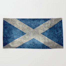 Flag of Scotland in grungy style Beach Towel