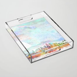 Los Angeles Skyline Map Watercolor, Print by Zouzounio Art Acrylic Tray
