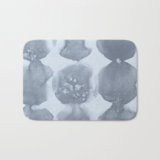 Shibori Wabi Sabi Indigo Blue on Sky Blue Bath Mat