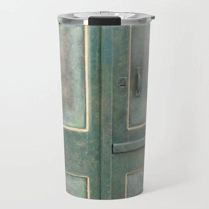 Santorini Oia Green Door Dream #1 #minimal #wall #decor #art #society6 Travel Mug