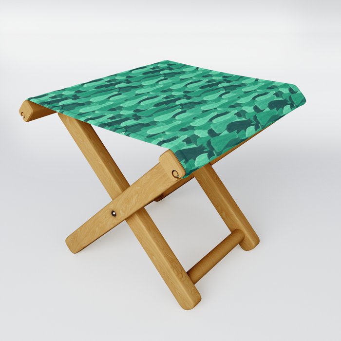 abstract pattern with watercolor brush strokes in turquoise colors Folding Stool