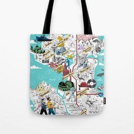 Illustrated Seattle City Map Tote Bag