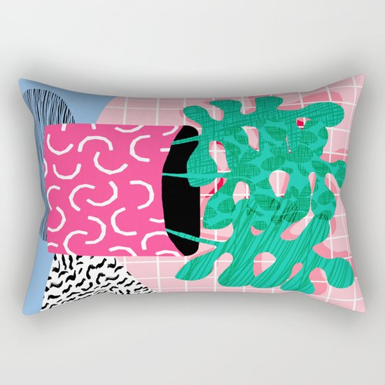 Shredding - indoor house plant pop art grid pattern minimal abstract neon 1980s style memphis retro Rectangular Pillow