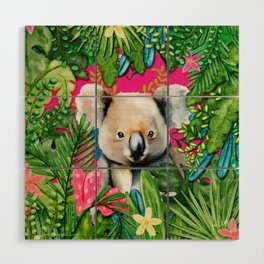 Koala in the Jungle Wood Wall Art