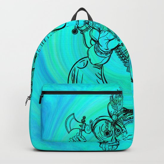 Lord Ganesha on Aqua Spiral Backpack