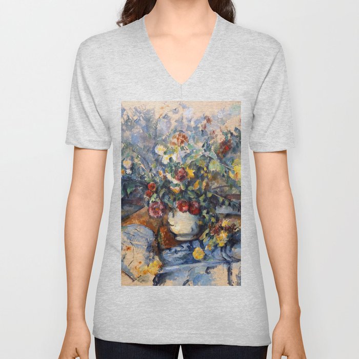 Paul Cezanne "A Large Bouquet of Flowers " V Neck T Shirt