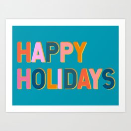 Colorful Happy Holidays Typography Art Print