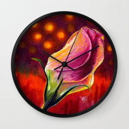 Pink rose oil painting on canvas Wall Clock