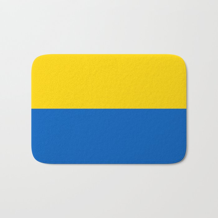 Sapphire and Yellow Solid Shapes Ukraine Flag Colors 2 100 Percent Commission Donated Read Bio Bath Mat