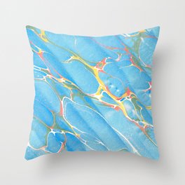 Marbled Rippling Blue Water Throw Pillow
