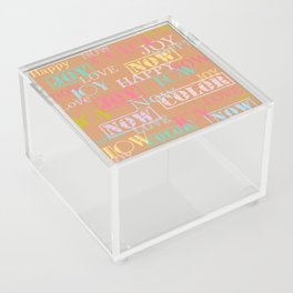 Enjoy The Colors - Colorful typography modern abstract pattern on Copper Bronze color background  Acrylic Box