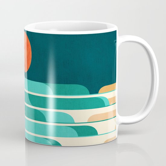 Chasing wave under the red moon Mug
