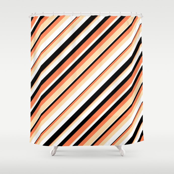 Coral and tan shower curtain on sale