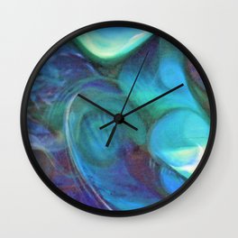 Royal Blue Abstract Oil Study Wall Clock | Floating, Aqua, Blueandgreen, White, Royalblue, Violet, Modernart, Luminescent, Expressionism, Painting 
