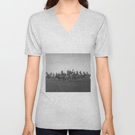 Brule War Party Native American Brule Tribe grand plains black and white photography V Neck T Shirt