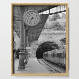 Missed train | Black and white train station | Sao Bento Porto Portugal Serving Tray