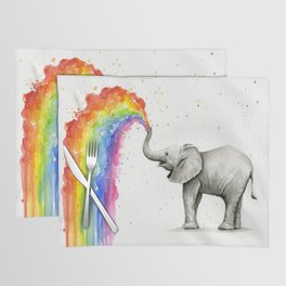 Baby Elephant Spraying Rainbow Placemat