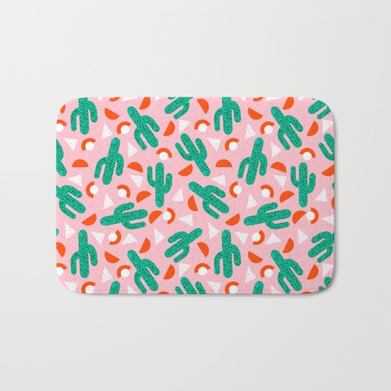 Red Hot - cactus southwest desert palm springs retro neon throwback 1980s style minimal plants Bath Mat