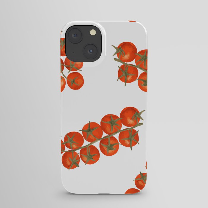 Red tomato branch watercolor pattern print iPhone Case