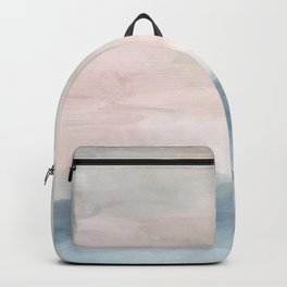 Blush Pink Mint Sky Baby Blue Abstract Ocean Sky Sunrise Wall Art, Water Clouds Painting Backpack