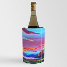 Colorful Sunset Landscape Painting Wine Chiller