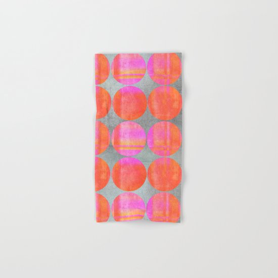 orange dots mixed media modern pattern Hand & Bath Towel