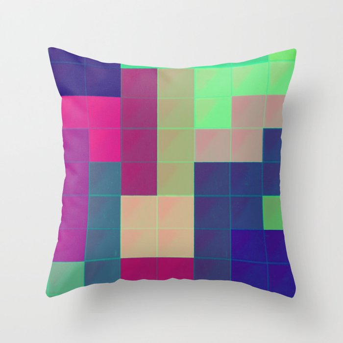 Neon Blocks Pattern Throw Pillow