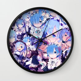 Rem anime collage Wall Clock