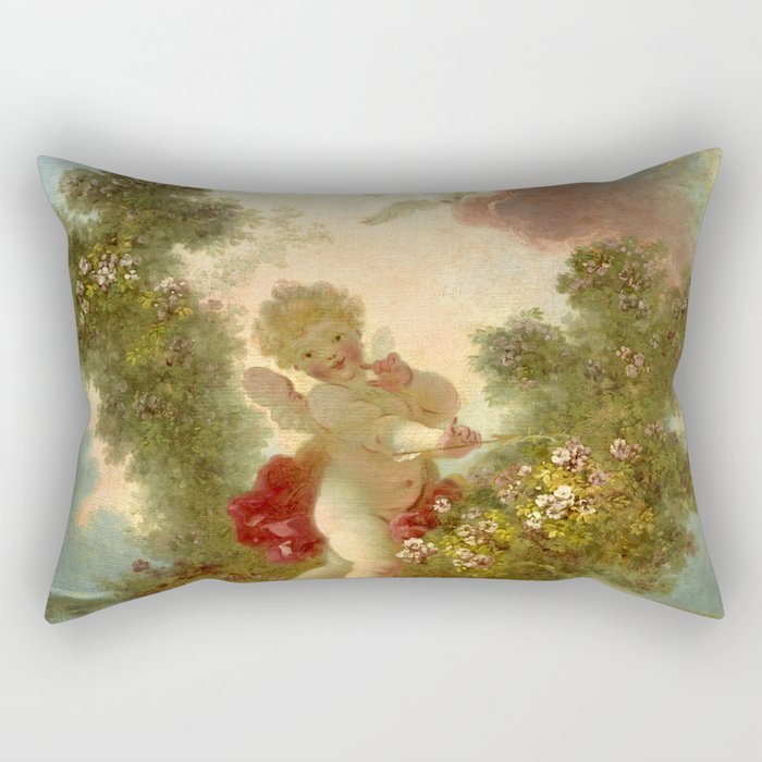 Jean-Honoré Fragonard "Love the Sentinel 1." Rectangular Pillow