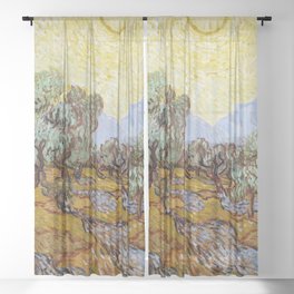 Vincent van Gogh Olive Trees with Yellow Sky and Sun Oil Painting Sheer Curtain