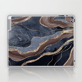Navy Blue Brown Marble Agate Gold Glitter Glam #1 (Faux Glitter) #decor #art #society6 Laptop Skin