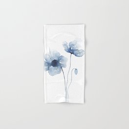 Blue Watercolor Poppies Hand & Bath Towel
