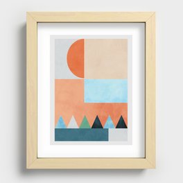 mid century modern composition Recessed Framed Print