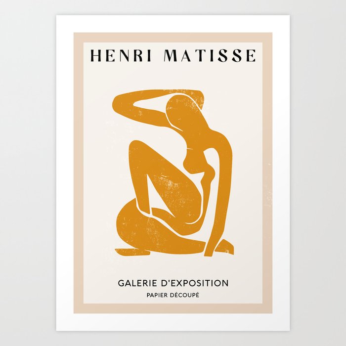 Female Matisse Print in Yellow with Beige background Art Print