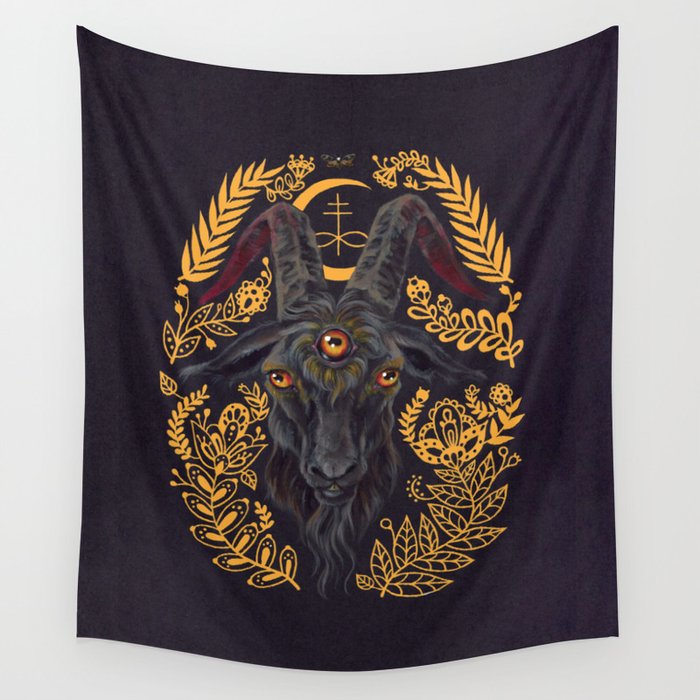 Black Goat of the Woods Wall Tapestry