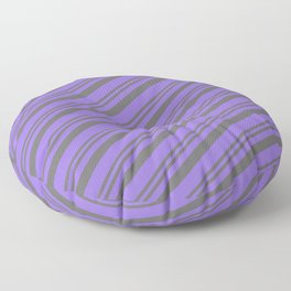 [ Thumbnail: Dim Grey and Purple Colored Pattern of Stripes Floor Pillow ]