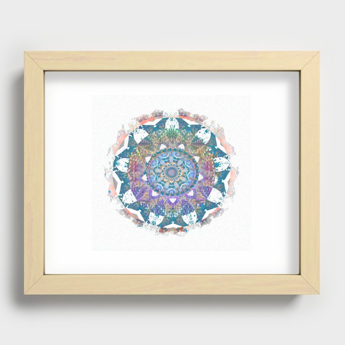 Ultra Pretty Iridescent Oil Painted Boho Mandala Recessed Framed Print