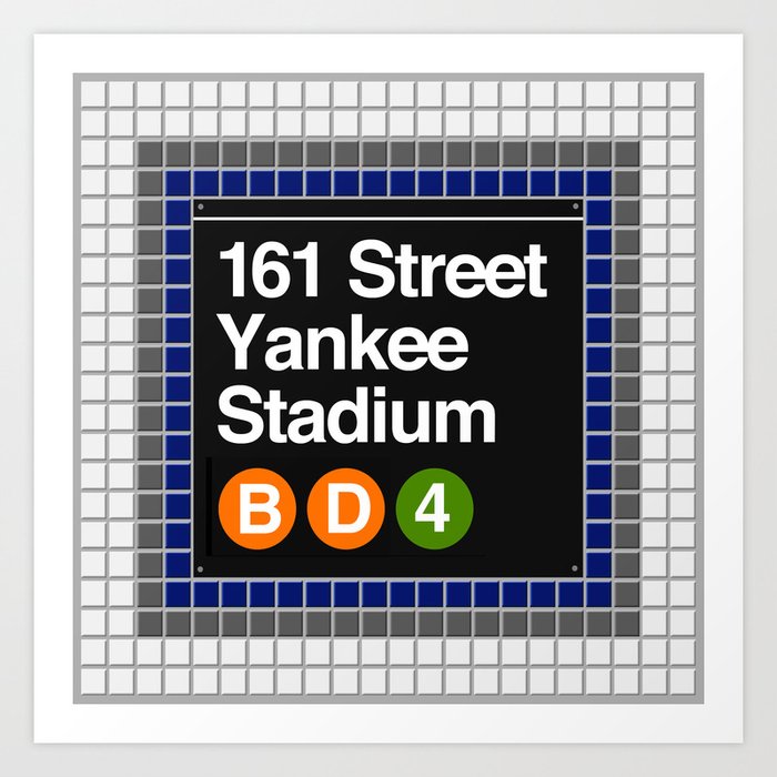 Graphic T-Shirt | Subway Yankee Stadium Sign by Art Lahr - Black - Large - Classic T-shirts - Full Front Graphic - Society6