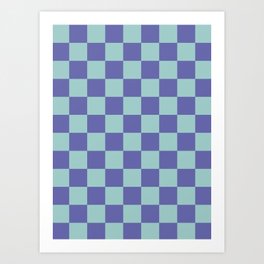 checkerboard, very peri, turquoise, eggshell blue, periwinkle, checkered Art Print