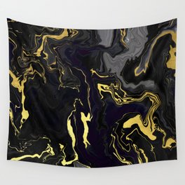Black & Gold Grunge Moody Abstract  Wall Tapestry
