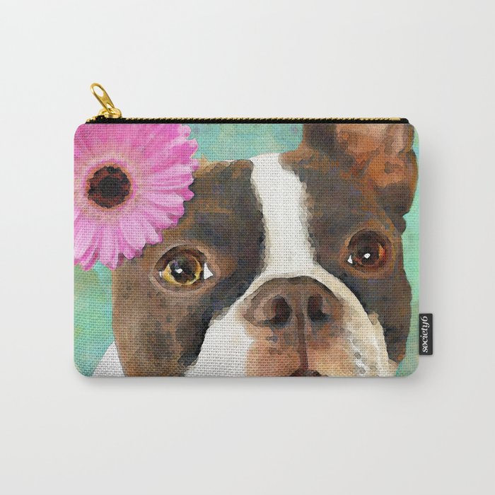 The Blushing Bride - Cute Boston Terrier Dog Art Carry-All Pouch