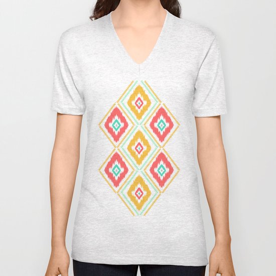 Zig Zag Ikat (white) Unisex V-Neck