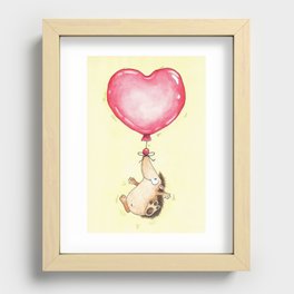 Heart Balloon Hedgehog greeting card by Nicole Janes Recessed Framed Print